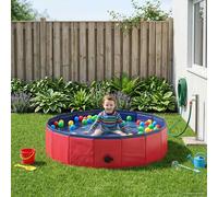 vidaXL Piscina pieghevole per cani, rossa e blu, 80 x 80 x 20 cm, fresca, pieghevole, vasca da bagno per animali domestici, per divertimento interno ed esterno, drenaggio rapido, spa in PVC