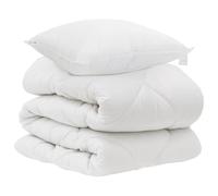 vidaXL Piumone con cuscino 2 pcs Bianco Microfibra