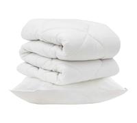 Set di biancheria da letto invernale in microfibra trapuntato, 155 x 220 cm, con coperta e 80 cuscini. Bianco, tessuto in microfibra, cucitura a scatola, lavabile in lavatrice, extra caldo. Perfetta