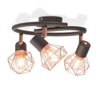 AX Lampada Da Soffitto 3 Lampadine Paralumi Nero Rame Faretti LED Metallo 244395