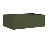 vidaXL Fioriera Verde Oliva 120x80x40 cm in Acciaio, Vaso per Piante, Supporto per Piante, Letto rialzato, Supporto per fioriera, Vassoio per Piante