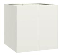 vidaXL Fioriera Bianca 80x80x80 cm in Acciaio, Vaso per Piante, Supporto per Piante, Letto rialzato, Supporto per fioriera, Vassoio per Piante
