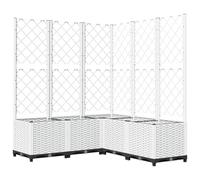 vidaXL Plantenbak met latwerk 120x120x136 cm polypropeen wit