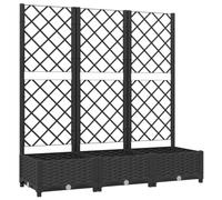 vidaXL Fioriera da giardino nera con graticcio 120x40x121,5 cm in PP