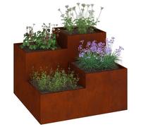 vidaXL Fioriera Quadrata in Acciaio Cortens da Esterno 100 X 60 cm Supporto per Piante Moderno per Balcone e Giardino Scatola Decorativa con Base Aperta Fioriere Metalliche Rettangolari Auto Drenanti