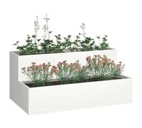 vidaXL Vaso da Giardino Bianco 100 x 60 x 45 cm, Fioriera in Metallo per Giardino e terrazza, Decor Moderna, Resistente per Piante all'aperto