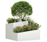 vidaXL Vaso da Giardino Bianco 60 x 60 x 50 cm, Fioriera in Metallo Moderna per Esterni, Decorativa, per Giardino e terrazza, Accessori per Patio, Stile Contemporaneo