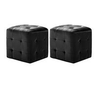 vidaXL 2X Pouf a Cubo Imbottiti Morbidi Eleganti Robusti Arredo Casa Poggiapiedi Sgabello Ottomana Nero in Velluto Telaio in Legno