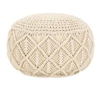 vidaXL Pouf Lavorato a Mano macramè Rustico Country Decorativo Riempimento Gommapiuma Confortevole Ottomana Poggiapiedi Seggiola 45x30 cm Cotone