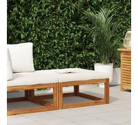 vidaXL Poggiapiedi con Cuscino Bianco Crema in Massello d'Acacia