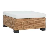 vidaXL Poggiapiedi con Cuscino Cassa Sgabello Sediletto Imbottito Sostegno per Piedi Supporto Arredo Arredamento in Rattan Naturale