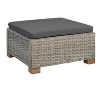 vidaXL Poggiapiedi con Cuscino GENDT Rattan naturale Grigio Kubu