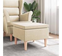 vidaXL Poggiapiedi con Gambe in Legno Crema in Tessuto