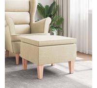 vidaXL Poggiapiedi con Gambe in Legno Crema in Tessuto