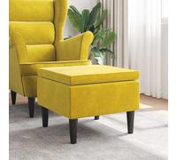 vidaXL Poggiapiedi con Gambe in Legno Giallo in Velluto