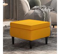 vidaXL Poggiapiedi con Gambe in Legno Giallo in Velluto