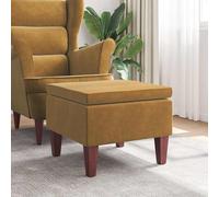 vidaXL Poggiapiedi con Gambe in Legno Marrone in Velluto