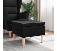 vidaXL Poggiapiedi con Gambe in Legno Nero in Tessuto