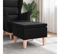 vidaXL Poggiapiedi con Gambe in Legno Nero in Tessuto