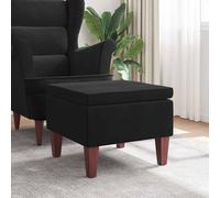 vidaXL Poggiapiedi con Gambe in Legno Nero in Velluto