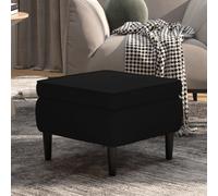 vidaXL Poggiapiedi con Gambe in Legno Nero in Velluto