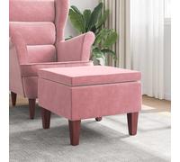 vidaXL Poggiapiedi con Gambe in Legno Rosa in Velluto