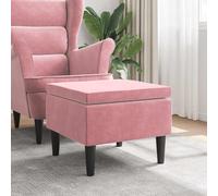 vidaXL Poggiapiedi con Gambe in Legno Rosa in Velluto