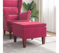 vidaXL Poggiapiedi con Gambe in Legno Rosso Vino in Velluto