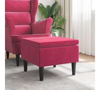 vidaXL Poggiapiedi con Gambe in Legno Rosso Vino in Velluto
