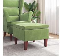 vidaXL Poggiapiedi con Gambe in Legno Verde Chiaro in Velluto