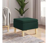 vidaXL Poggiapiedi con Gambe in Legno Verde Scuro in Tessuto