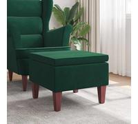 vidaXL Poggiapiedi con Gambe in Legno Verde Scuro in Velluto