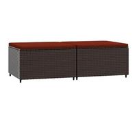 VIDAXL - Poggiapiedi Da Giardino Con Cuscini 2 Pz In Polyrattan Marrone