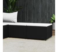 Poggiapiedi da giardino con cuscini in polyrattan nero