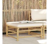 vidaXL Poggiapiedi da Giardino con Cuscino Bianco Crema in Bambù
