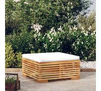 vidaXL Poggiapiedi da Giardino con Cuscino Crema Legno Massello Teak