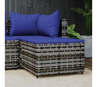 vidaXL Poggiapiedi da Giardino con Cuscino in Polyrattan Grigio