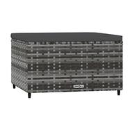 Poggiapiedi da giardino con cuscino in polyrattan grigio
