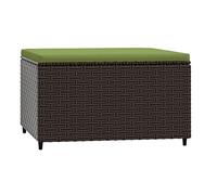 vidaXL Poggiapiedi da Giardino con Cuscino in Polyrattan Marrone