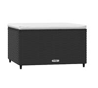vidaXL Poggiapiedi da Giardino con Cuscino in Polyrattan Nero