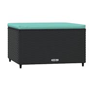 vidaXL Poggiapiedi da Giardino con Cuscino in Polyrattan Nero