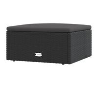 vidaXL Poggiapiedi da Giardino con Cuscino in Polyrattan Nero
