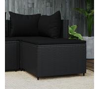vidaXL Poggiapiedi da Giardino con Cuscino in Polyrattan Nero