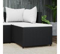 vidaXL Poggiapiedi da Giardino con Cuscino in Polyrattan Nero