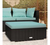 vidaXL Poggiapiedi da Giardino con Cuscino Nero 70x70x30 cm Polyrattan