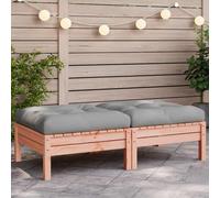 vidaXL Poggiapiedi Giardino con Cuscini 2 pz Legno Massello di Douglas