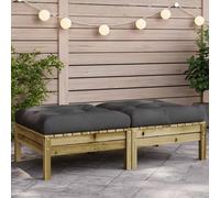 vidaXL Poggiapiedi Giardino con Cuscini 2pz Legno Impregnato di Pino