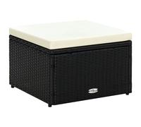 vidaXL Poggiapiedi Ottomana in Polyrattan 53x53x30 cm Nero