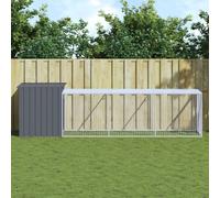 vidaXL Pollaio con Area Corsa Antracite 110x405x110 cm Acciaio Zincato
