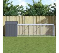 vidaXL Pollaio con Area Corsa Antracite 117x405x123 cm Acciaio Zincato